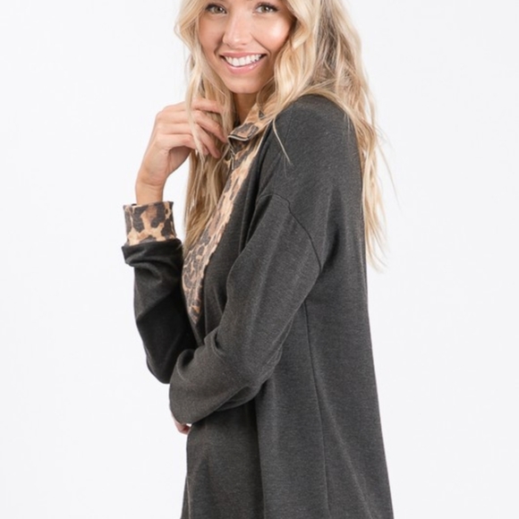 Zip Front Leopard Pullover - Picture 5 of 6